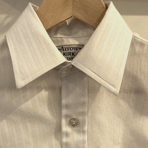 Arrow Kirk White Formal Dress Shirt with French Cuffs & Pattern